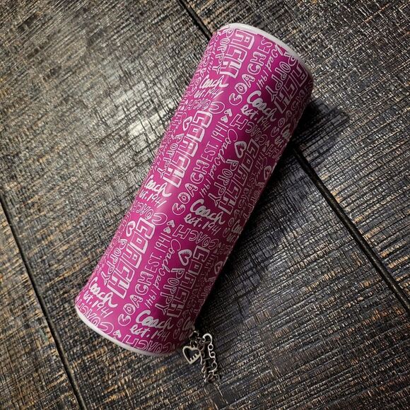 Coach Poppy Flower Tootsie Roll Makeup Case Pencil Holder Collectors Piece - Picture 2 of 9